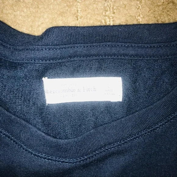 Abercrombie and Fitch navy logo sweatshirt with lace trim at bottom - Picture 3 of 7